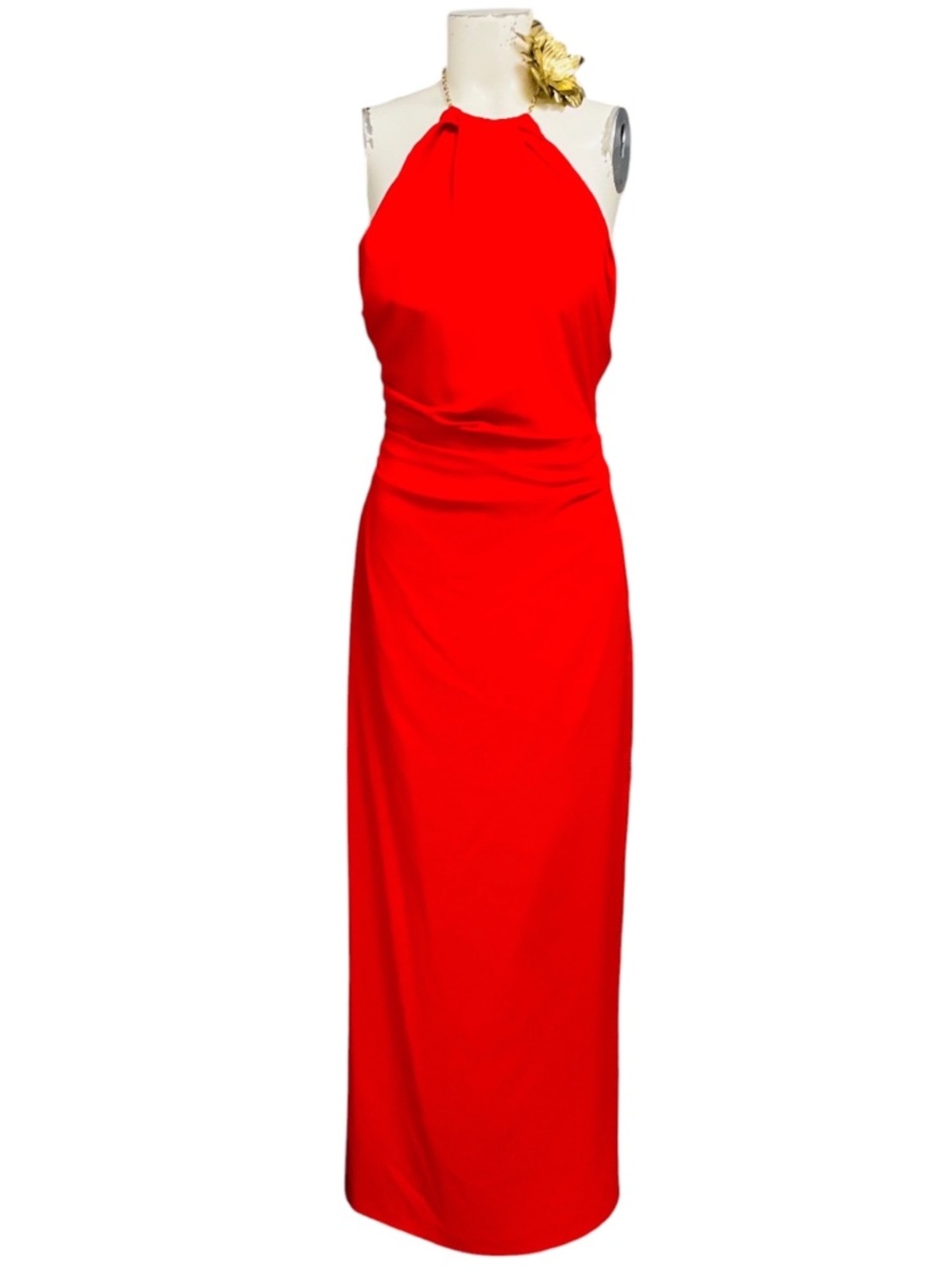 RACHEL GILBERT RED RAYE CREPE GOWN / FORMAL DRESS